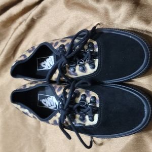 Women Black and leapord vans. Size 8